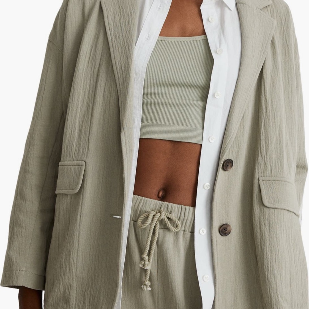 Madewell Paradise Point Oversize Stretch Cotton Blazer Size XL